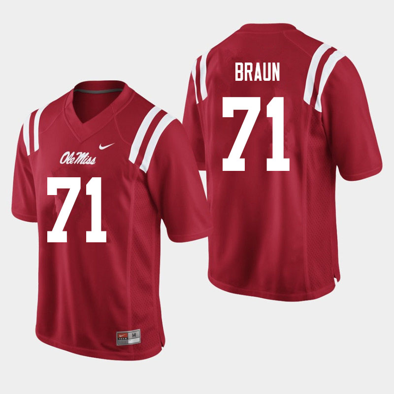 Men #71 Tobias Braun Ole Miss Rebels College Football Jerseys Sale-Red - Click Image to Close
